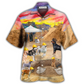 Dog Archeologist Digging Bones Hawaiian Shirt Artwork Detail For Tropical Trips And Casual Outings