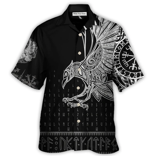 Norse Warrior Raven Odin Victory Hawaiian Shirt Artwork View For Coastal Escapes And Resort Style