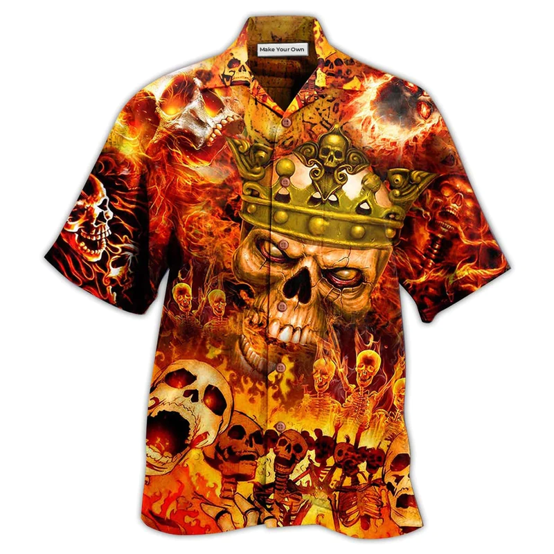 Flame Skull Hawaiian Shirt For Resort Holidays Beach Travel And Relaxed Casual Fashion