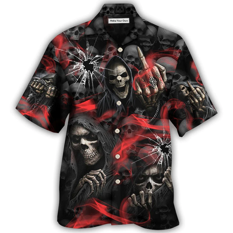 Dark Red Skull Smoke Hawaiian Shirt For Beach Parties And Weekend Getaways