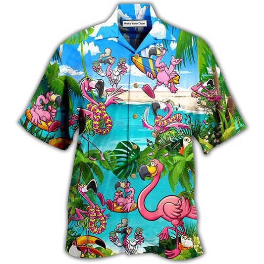 Flamingo Palm Sometimes Chill Hawaiian Shirt Design Detail For Sunny Adventures And Casual Wear
