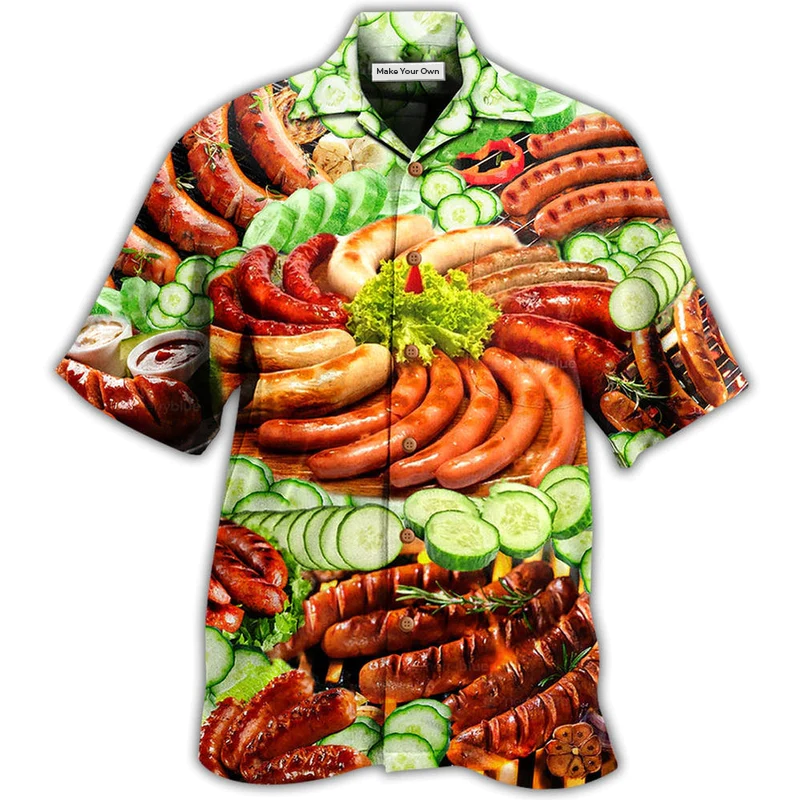 Dog Food Hot Salad Hawaiian Shirt Pattern Detail For Vacation Travel And Daily Wear