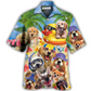 Funny Happy Dogs Summer Puppies Hawaiian Shirt Artwork View For Weekend Travel And Beach Style