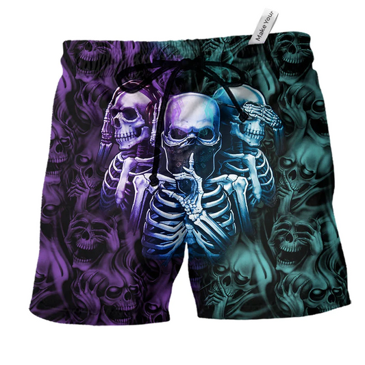 Colorful Skull Beach Shorts For Coastal Adventures And Relaxed Casual Wear