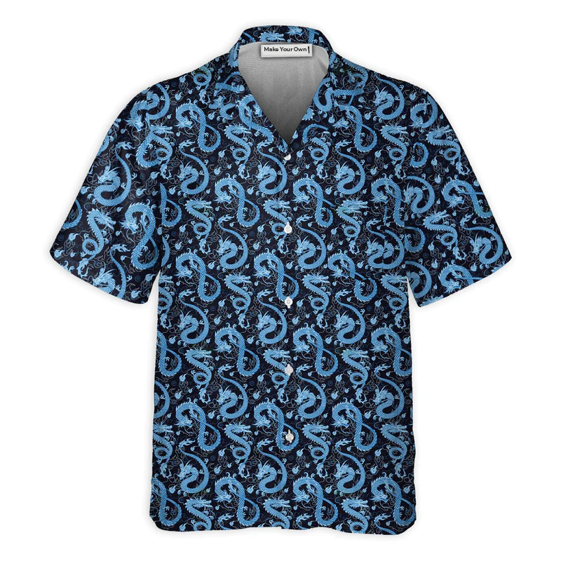 Fantasy Role Dragon Hawaiian Shirt Print Closeup For Tropical Vacations