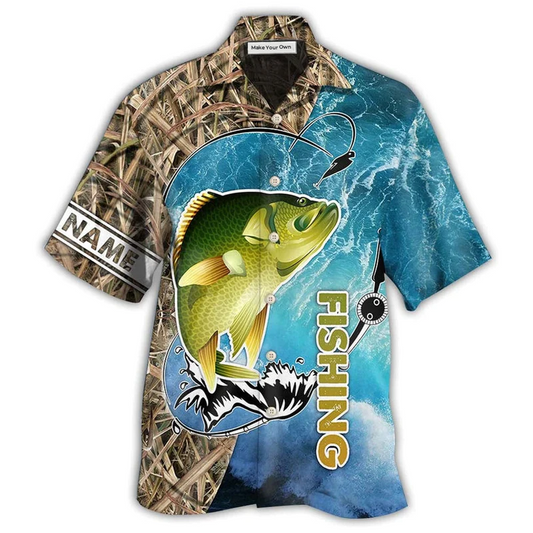 Happy Fishing Crappie Personalized Hawaiian Shirt Design Detail For Beach Days And Holiday Travel