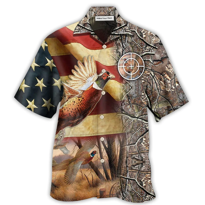 Hunting Pheasant American Hawaiian Shirt For Coastal Adventures And Warm Weather Wear