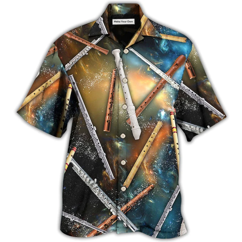 Galaxy Flute Hawaiian Shirt For Island Holidays Summer Parties And Casual Outdoor Wear