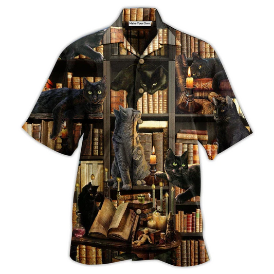 Book Cats Hawaiian Shirt Design Detail For Sunny Adventures And Casual Wear
