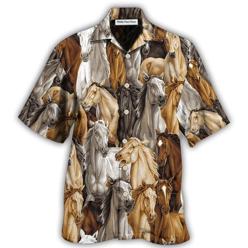 Vintage Horse Unique Hawaiian Shirt For Resort Getaways And Comfortable Summer Activities