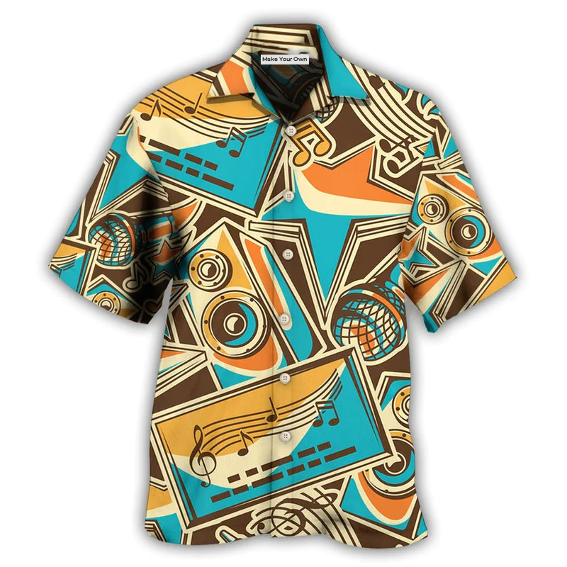 Vintage Karaoke Hawaiian Shirt For Resort Travel Summer Outings And Casual Gatherings
