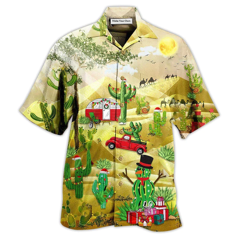 Cactus Christmas Hawaiian Shirt For Beach Parties And Weekend Getaways
