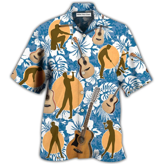 Guitar Golf Hawaiian Shirt Artwork Detail For Tropical Trips And Casual Outings