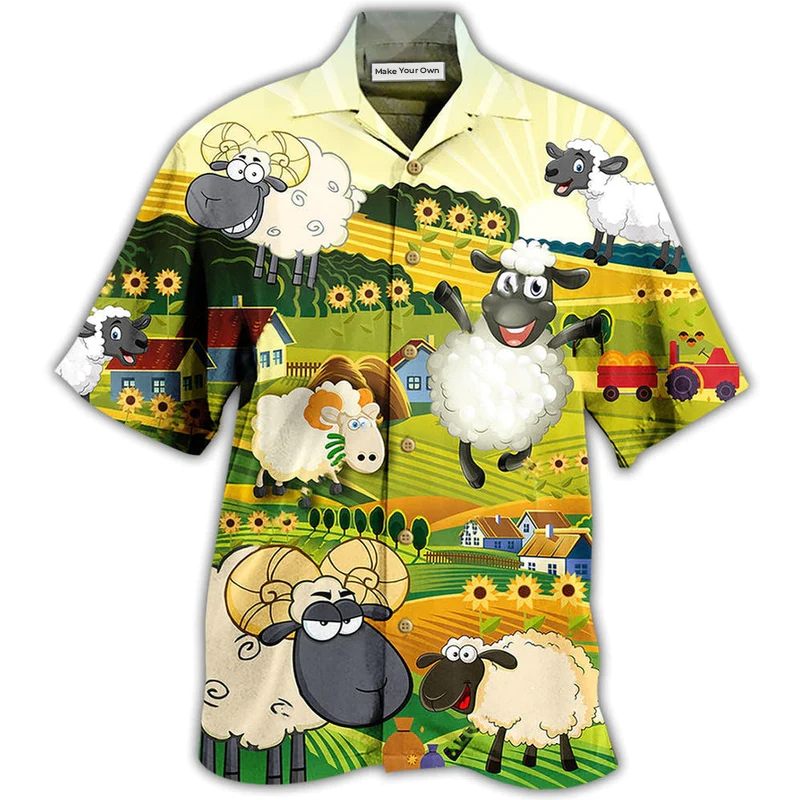 Sunflower Sheep Hawaiian Shirt For Summer Travel Coastal Events And Thoughtful Gift Giving