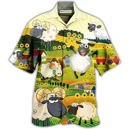 Sunflower Sheep Hawaiian Shirt For Summer Travel Coastal Events And Thoughtful Gift Giving