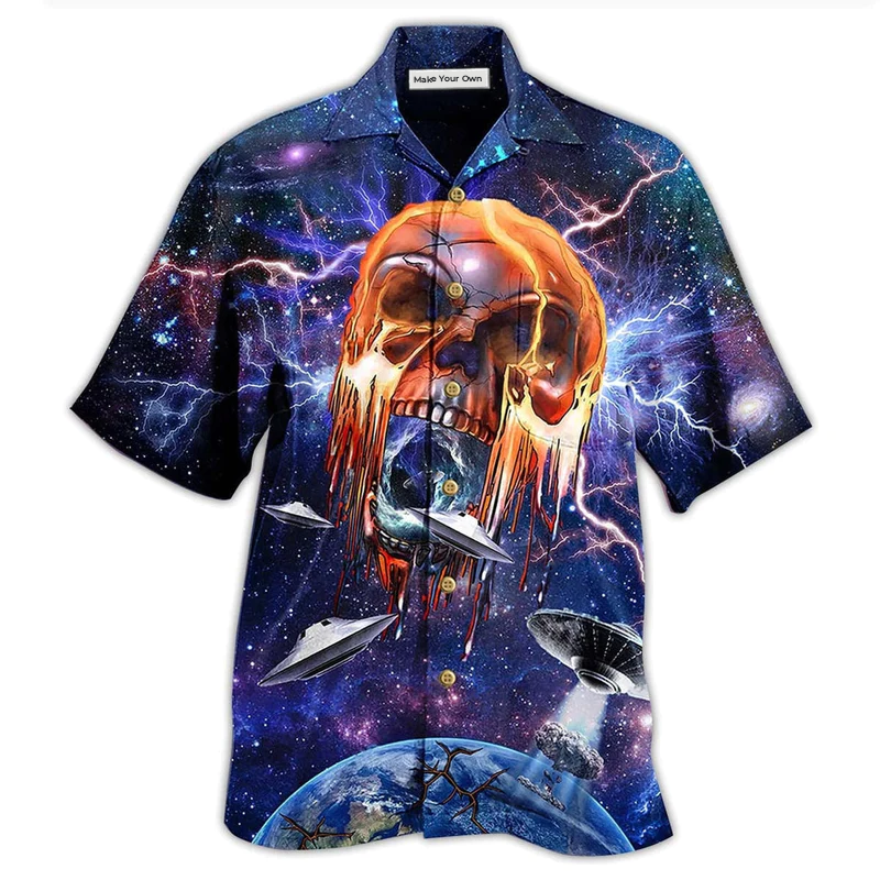 Galaxy Skull Hawaiian Shirt For Island Trips Summer Gatherings And Comfortable Daily Wear