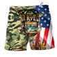 America Veteran War And Peace Hawaiian Print Beach Shorts For American Pride Beach Days