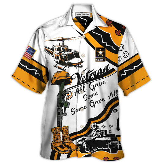 Yellow Veteran US Army Gave Proud Hawaiian Shirt For Poolside Relaxation And Sunny Getaways
