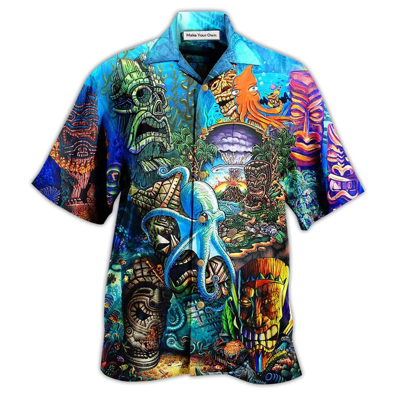 Tiki Ocean Hawaiian Shirt For Beach Parties And Weekend Getaways