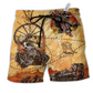 Cowboy Skull Love Life Hawaiian Print Beach Shorts For Western Summer Vacation Wear