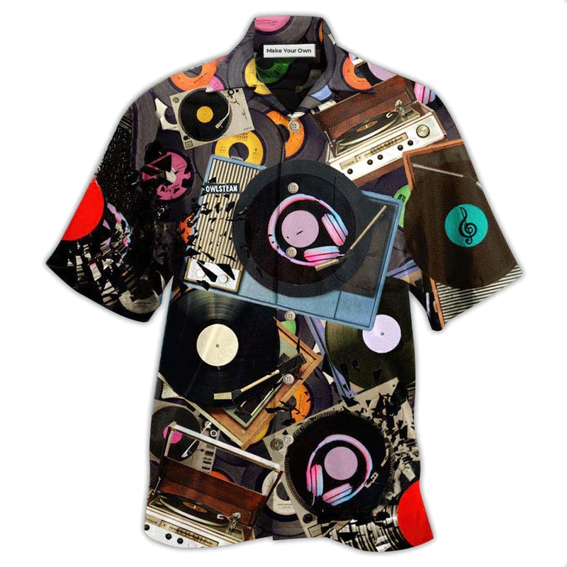 Vintage Record Player Music Hawaiian Shirt For Tropical Getaways Outdoor Fun And Everyday Wear