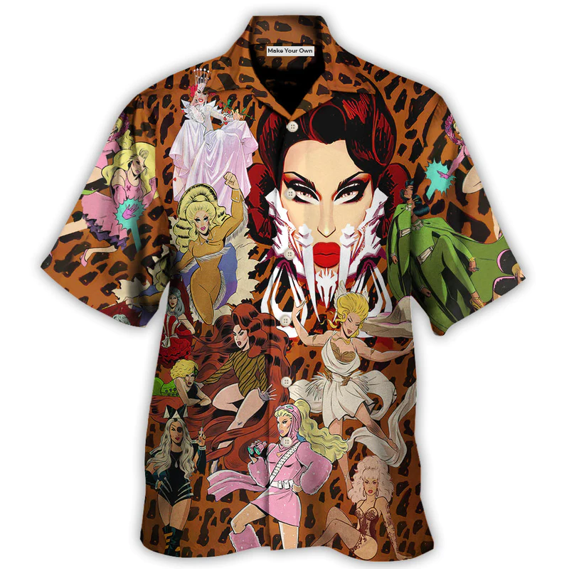 Drag Queen Hawaiian Shirt Fabric Pattern Detail For Outdoor Gatherings