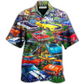 Colorful Car Garden Hawaiian Shirt For Vacation Days And Relaxed Coastal Outings