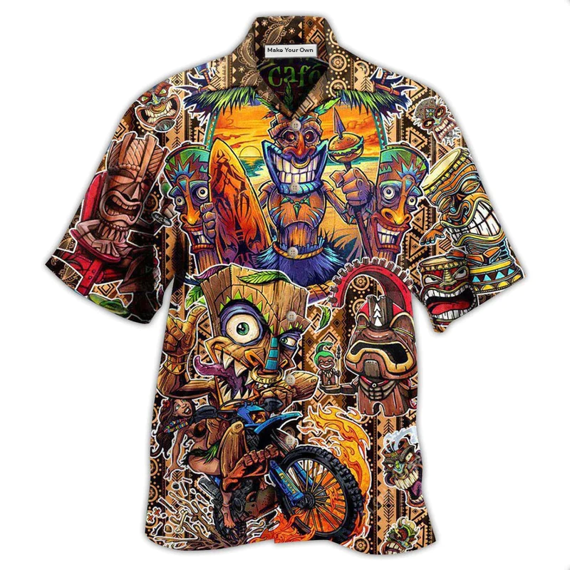 Tiki Aloha Day Hawaiian Shirt Design View For Casual Summer Styling