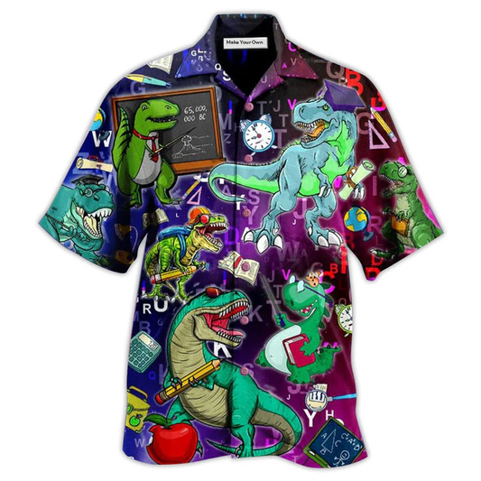 Dinosaur Teaching Walk Hawaiian Shirt For Resort Getaways And Comfortable Summer Activities