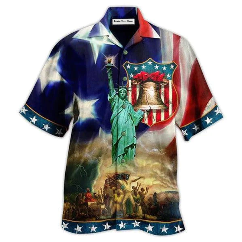 Happy American Day Freedom Hawaiian Shirt Artwork View For Coastal Escapes And Resort Style