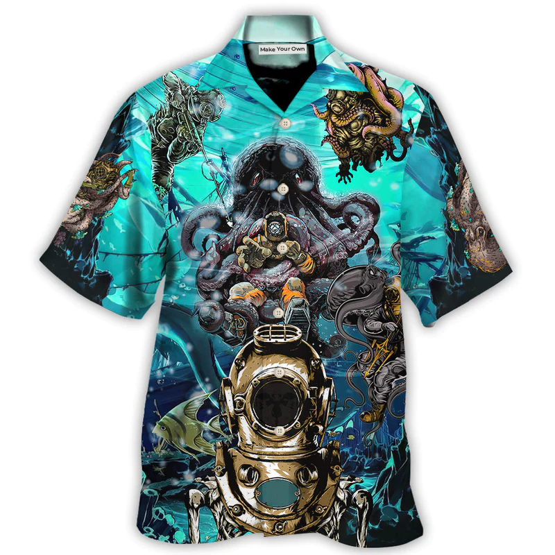 Scuba Diving Outdoor Passion Hawaiian Shirt Tropical Styling View For Warm Weather Events