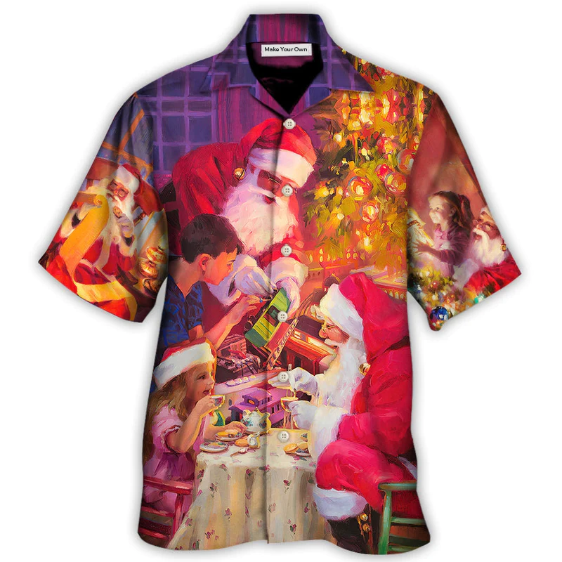 Festive Christmas Story Light Hawaiian Shirt For Vacation Days And Relaxed Coastal Outings