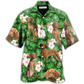 Green Tropical Dog Vizsla Dad Leaf Hawaiian Shirt Pattern View For Relaxed Warm Weather Outfits