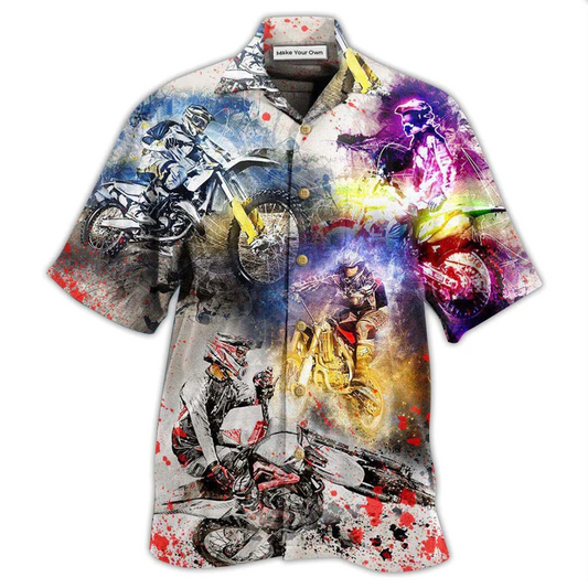 Motorcycle Road Ends Fun Hawaiian Shirt Artwork Detail For Resort Trips And Outdoor Activities
