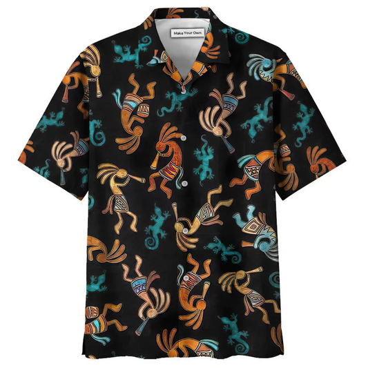 Bohemian Black Peace Hawaiian Shirt Design Detail For Sunny Adventures And Casual Wear
