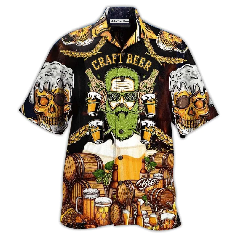 Skull Beer Craft Hawaiian Shirt Design Detail For Sunny Adventures And Casual Wear
