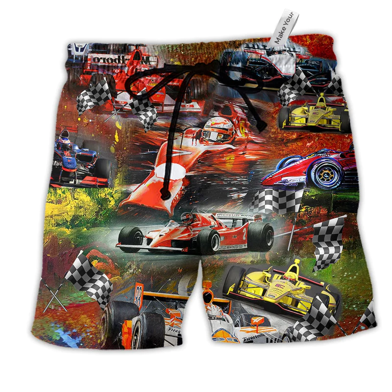 Racing Life Is Better At The Race Hawaiian Print Beach Shorts For Weekend Getaways And Travel