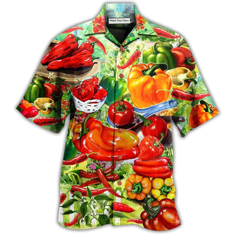 Fruit Chili Bell Pepper Hawaiian Shirt Design Detail For Sunny Adventures And Casual Wear