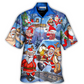 Christmas Santa Hawaiian Shirt Fabric Pattern Detail For Weekend Trips
