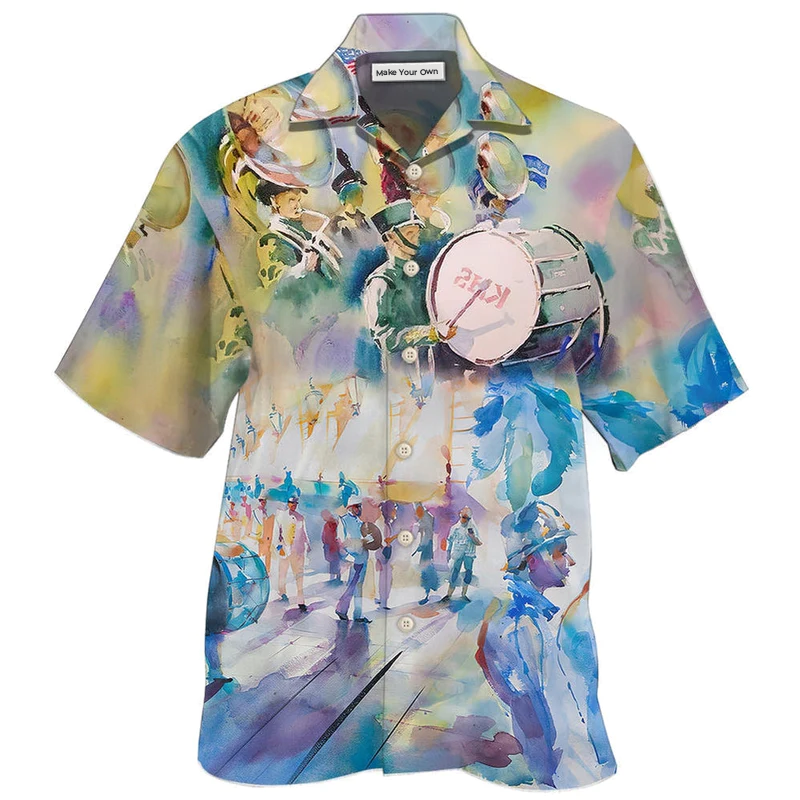 Artistic Marching Band Hawaiian Shirt For Coastal Vacations Warm Weather Events And Daily Style