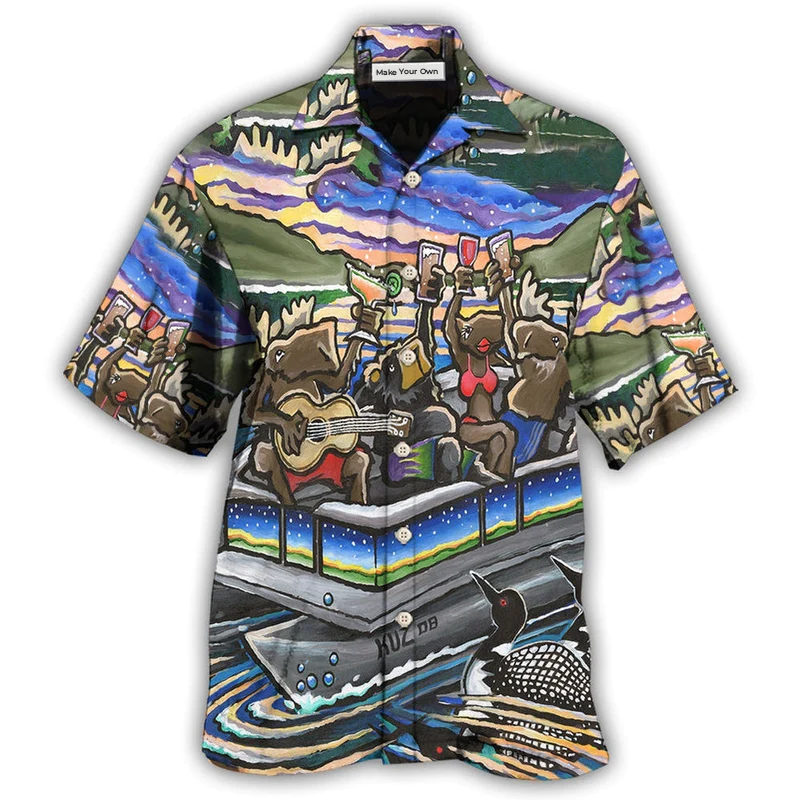 Summer Pontoon Boat Hawaiian Shirt For Resort Getaways Summer Adventures And Casual Gifting