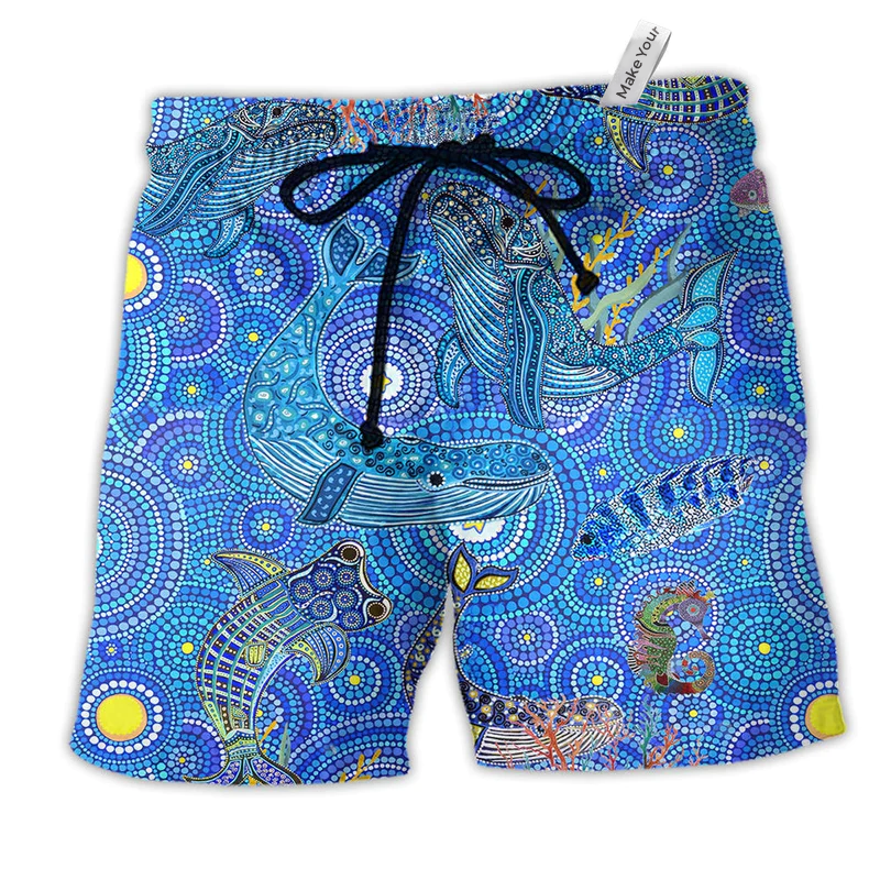 Whale Love Animals Cool Style Hawaiian Print Beach Shorts For Marine Inspired Outdoor Wear
