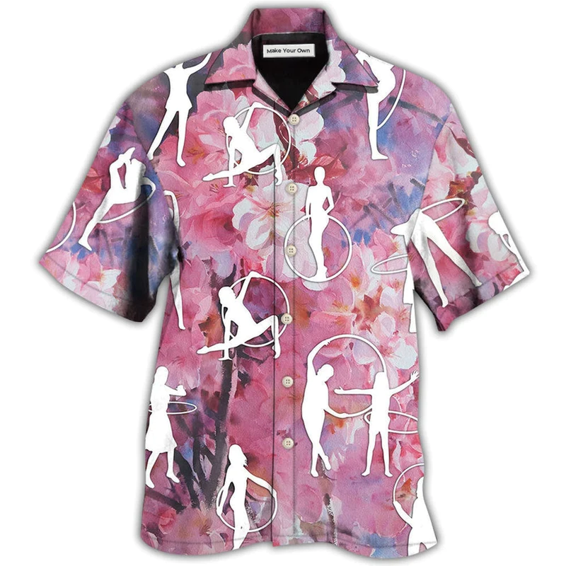 Floral Pink Hula Hoop Hawaiian Shirt For Coastal Trips Outdoor Events And Relaxed Summer Wear