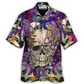 Magical Mushroom Bright Psychedelic Skull Hawaiian Shirt Artwork View For Coastal Escapes And Resort Style