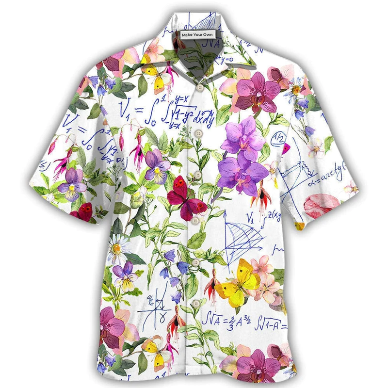 Floral Cute Mathematics Hawaiian Shirt For Tropical Travel Beach Gatherings And Comfortable Wear