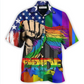 Rainbow Pride Hand Hawaiian Shirt Artwork View For Coastal Escapes And Resort Style