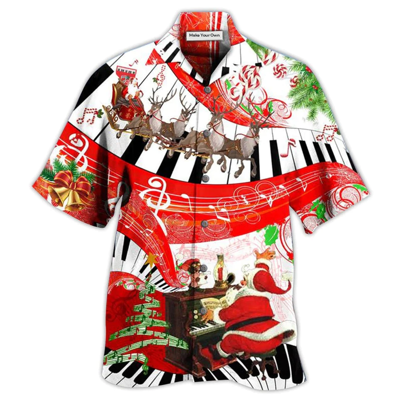 Christmas Piano Hawaiian Shirt For Coastal Trips Outdoor Events And Relaxed Summer Wear