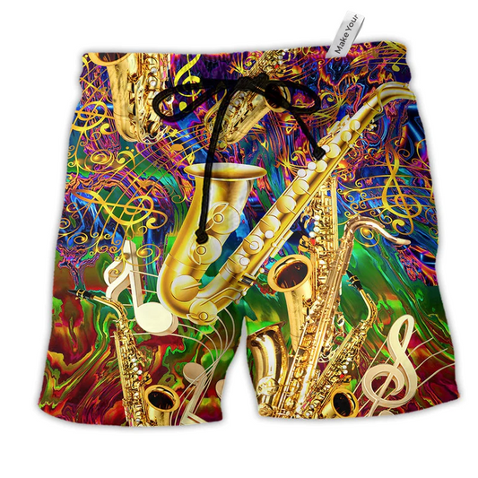 Music I Know It Hawaiian Print Beach Shorts For Beach Days And Casual Style