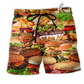 Food Is Good Mood Delicious Hamburger So Fun Beach Shorts For Sunny Outdoor Celebrations
