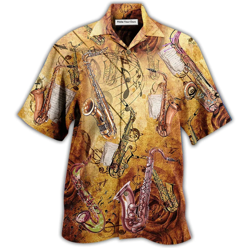 Classic Saxophone Music Hawaiian Shirt For Vacation Days And Relaxed Coastal Outings